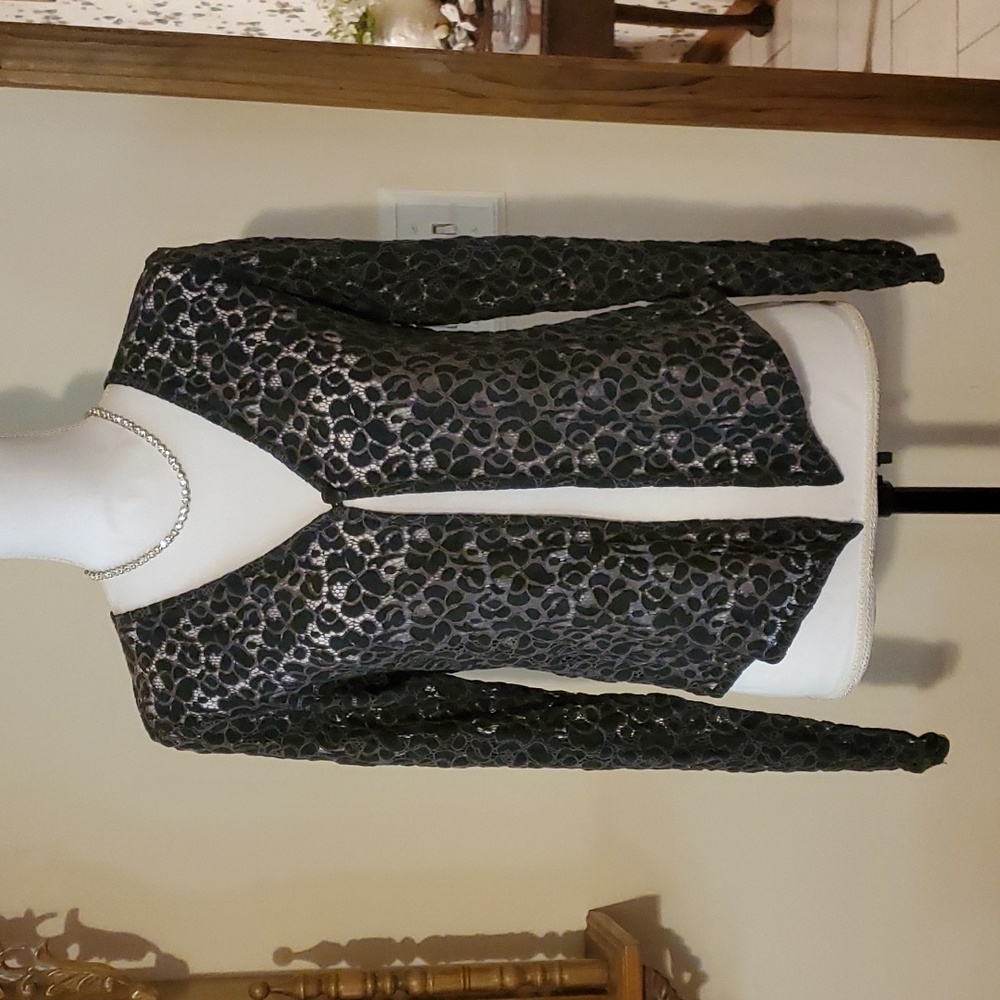 Rosette Black Cardigan, Cover-Up Size Small